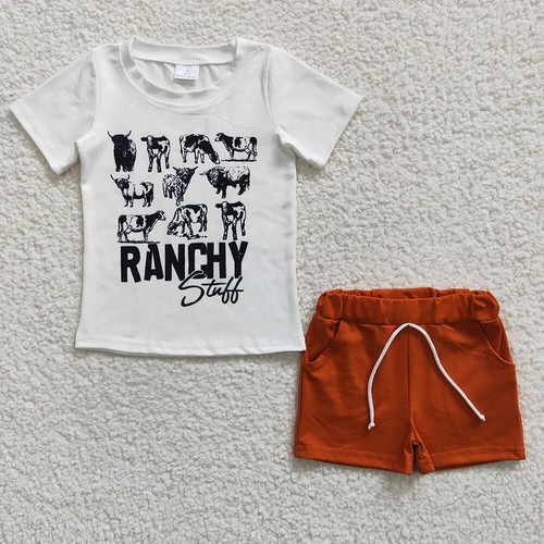 Sibling Boys Brother Clothing Summer Cowboy Western Shorts Set - Picture 7 of 13