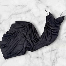 NWT La Femme Black Sleeveless Sweetheart High Leg Slit Ruched Maxi Gown Size 0