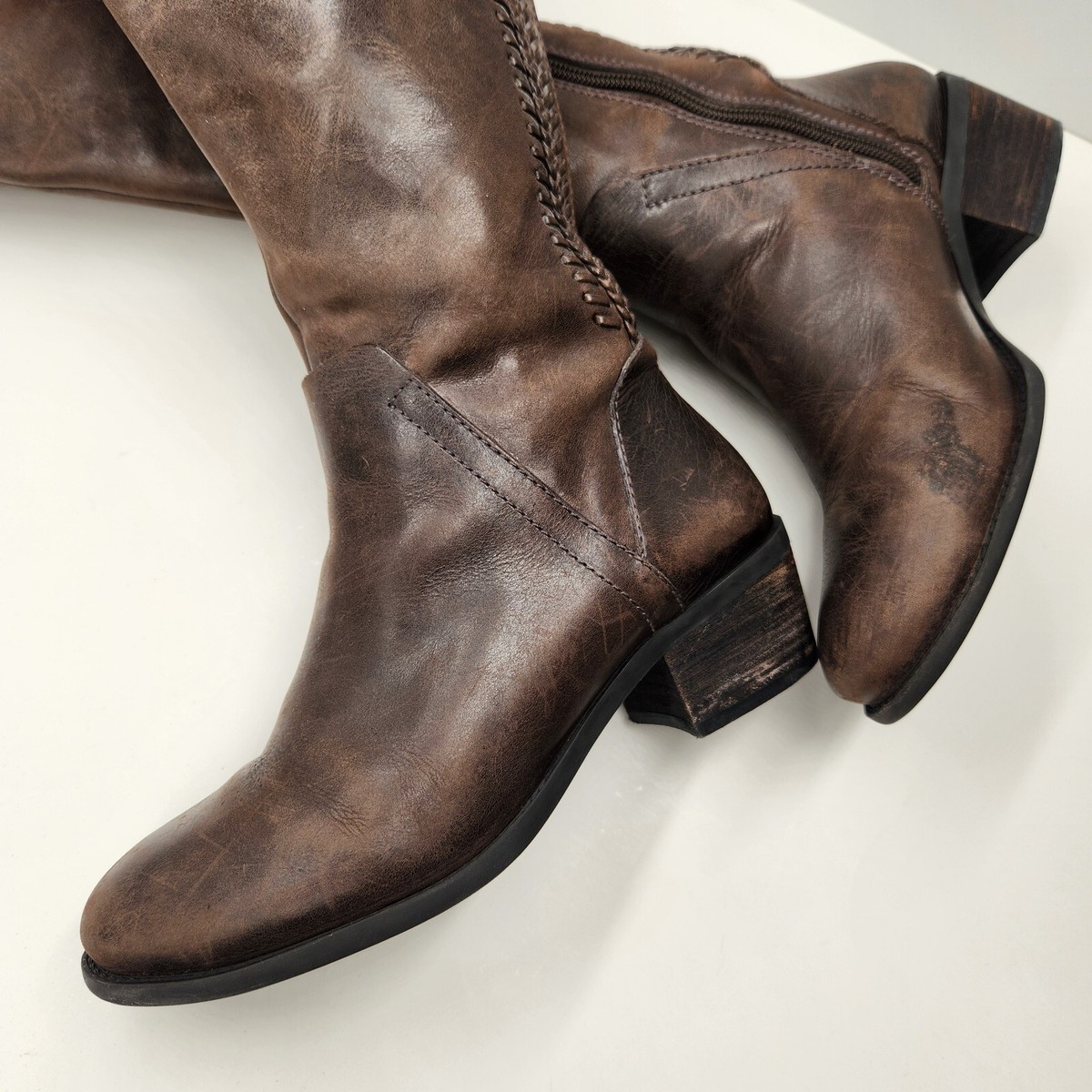 Bottines Vince Camuto Benettas - Cuir Marron Suédé, Taille 8 Femme, Talon Block