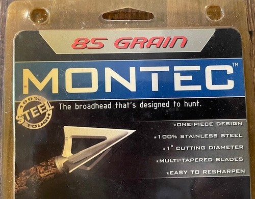 1 Packung mit 3 Montec Broadheads + 1 Packung mit 3 Montec Pre-Season - 85 gr, 1" Durchmesser - Bild 4 von 13