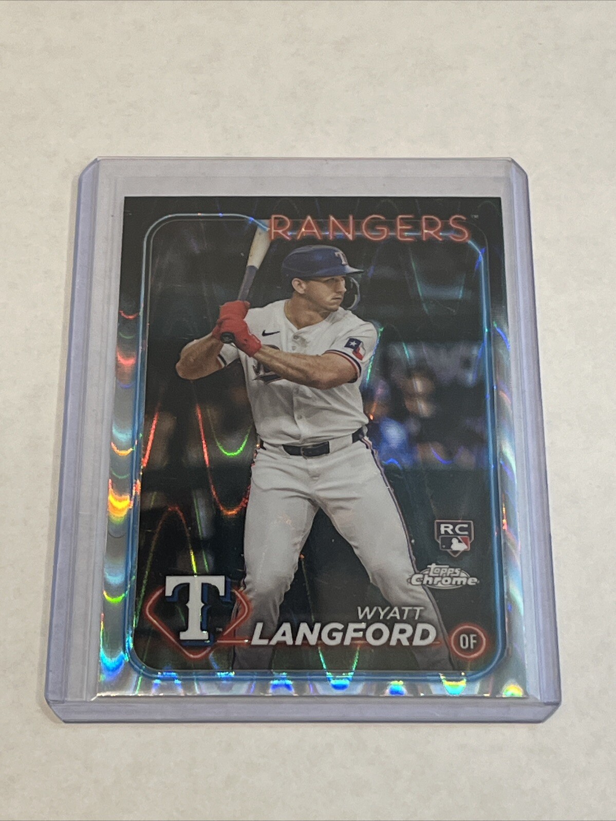 Wyatt Langford 2024 Topps Chrome Baseball RC #122 RayWave Refractor Rangers