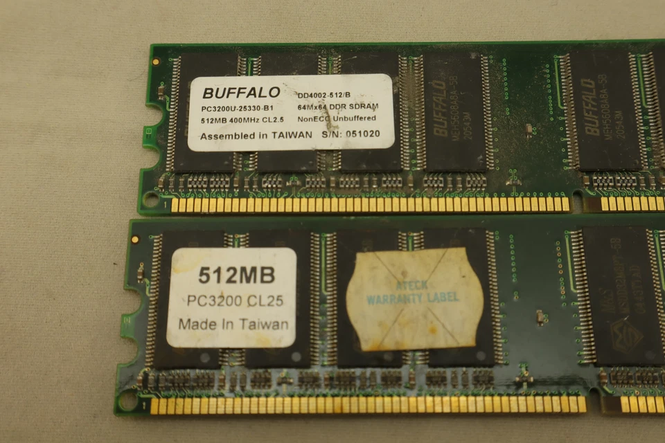 Buffalo PC3200 512MB Desktop Computer Memory Sticks x2 - Image 2 of 4