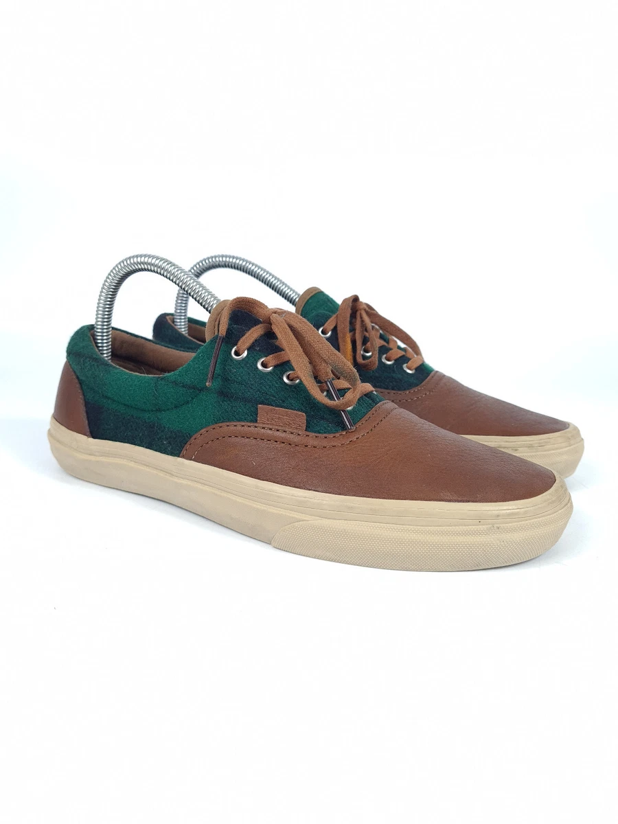 Vans California Classic Skate Shoes Green Tweed Brown Leather Men s Size UK 7