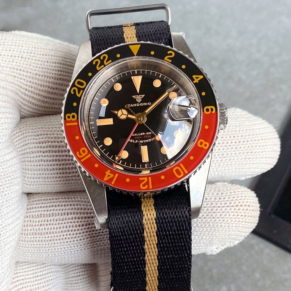 Tandorio 38mm Retro Luxury Sapphire 20ATM NH34 GMT Automatic Men