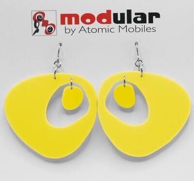 Sunshine Yellow Googie Statement Earrings Mid Century Modern Fashion  Jewelry