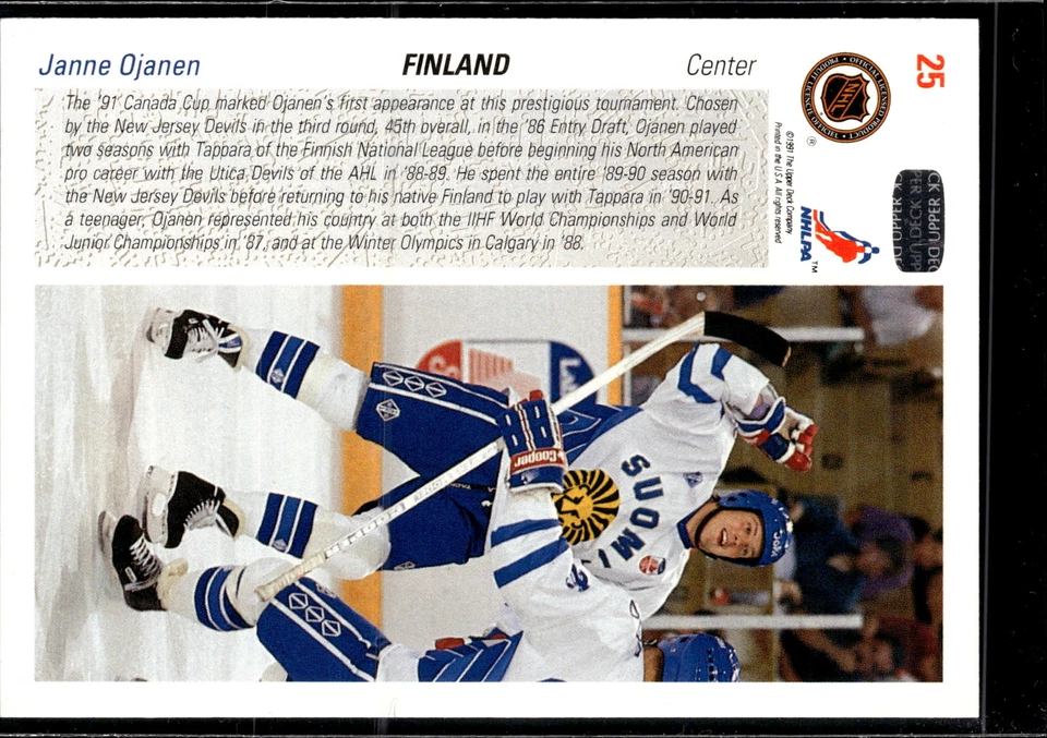 1991-92 Upper Deck French #25a Janne Ojanen - Image 2 of 2