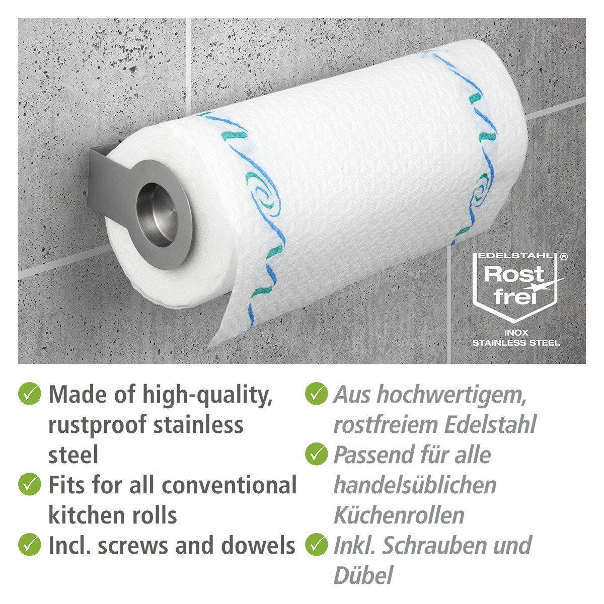Küchenrollenhalter Mit Regal – Edelstahl, Ohne Bohren, Für Küche & Bad