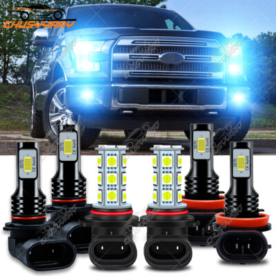 Para For Ford F 150 2015-2021 6x Faros LED Hi / Lo+Kit de luces antiniebla 8000K
