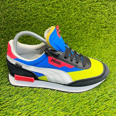 Puma Future Rider Play On Boys Size 6.5Y Black Blue White Casual Shoes Sneakers