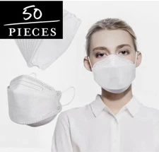 White Masks for Adults, 50PCS 4 Ply Disposable Face Mask Filter Protection Face