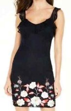Guess Women's Dress Classic Navy Blue Size 12 Sheath Lace Illusion