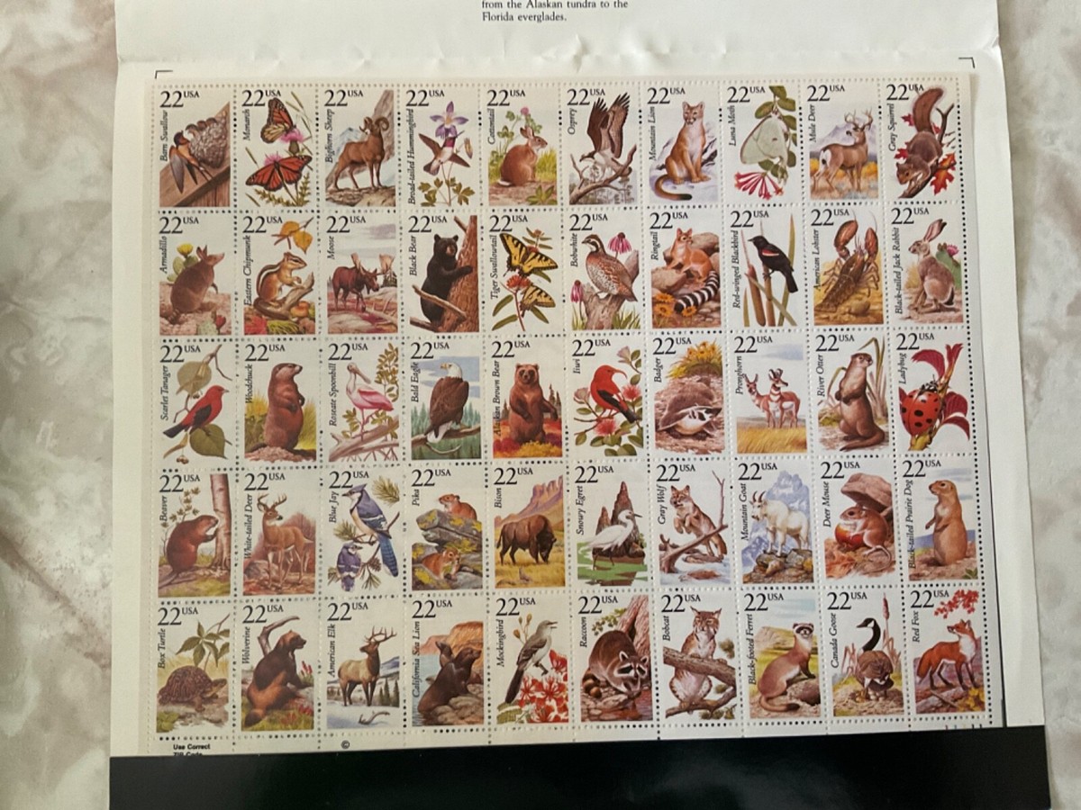 US 1987 American Wildlife Mint Sheet in Folder 50 22 cent stamps  display picture 1