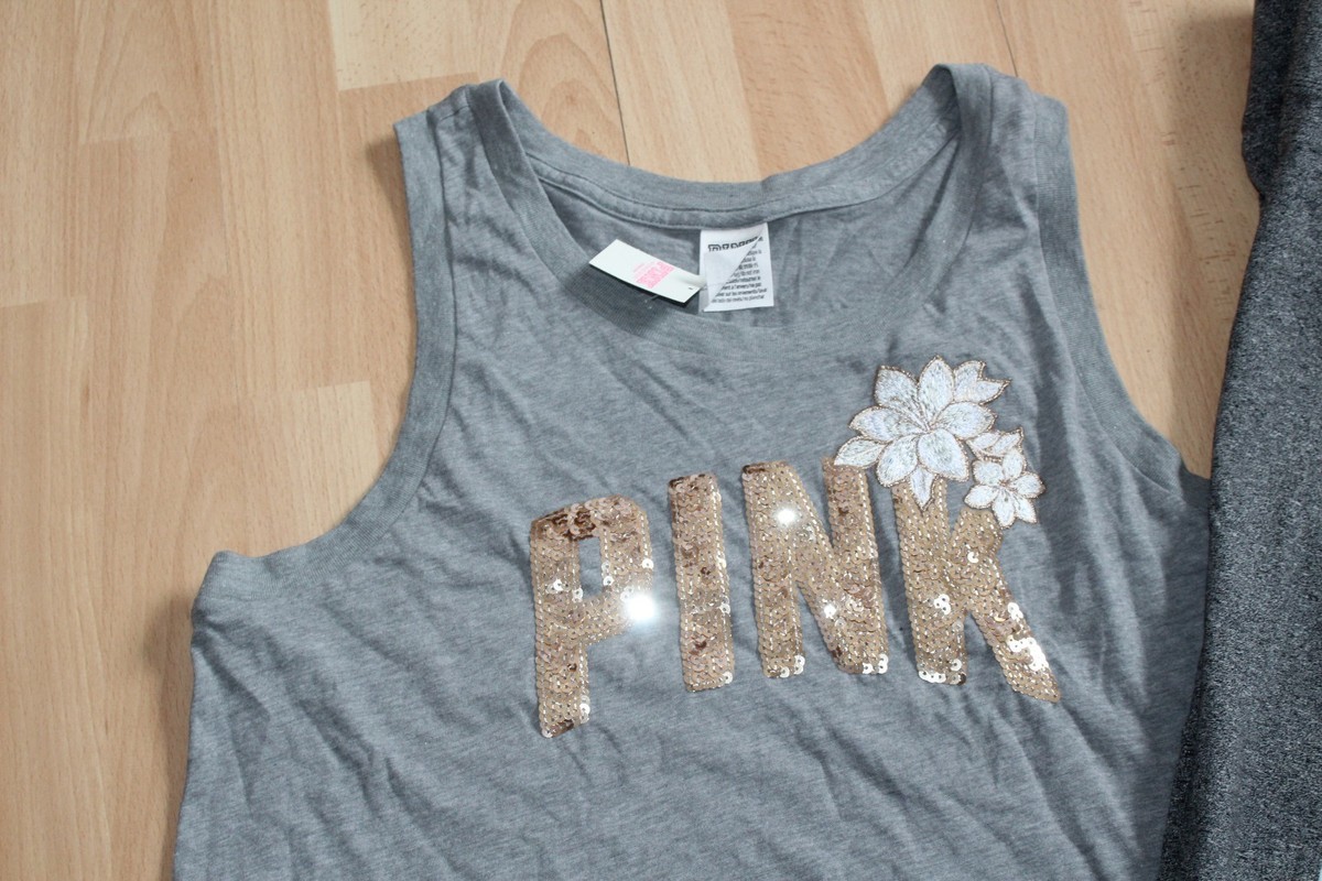 NEW WOMENS VICTORIAS SECRET PINK SZ S SHIRT TANK, LEGGINGS BLING