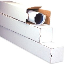 3 x 3 x 12" White Square Mailing Tubes-Pack of 25