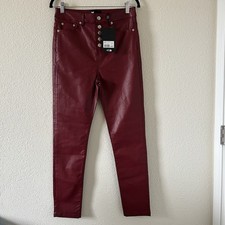 The Kooples Coated Denim High Waist Jeans Women  s 29 NWT Red Stretchy Rockstar