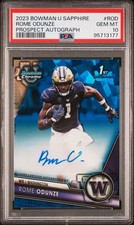 2023 BOWMAN UNIVERSITY CHROME SAPPHIRE PROSPECT AUTO #ROD ROME ODUNZE PSA 10