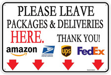 Tin Metal Sign 12X16In Please Leave Packages and Deliveries Here Thank You Alumi