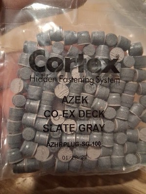 Only 100 Plugs for Cortex Hidden Fastening System Azek Slate Gray Azhrplug-sg(7)