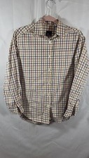 Lizsport Vintage Plaid Long Sleeve Button Down Shirt Beige Multicolor, size S