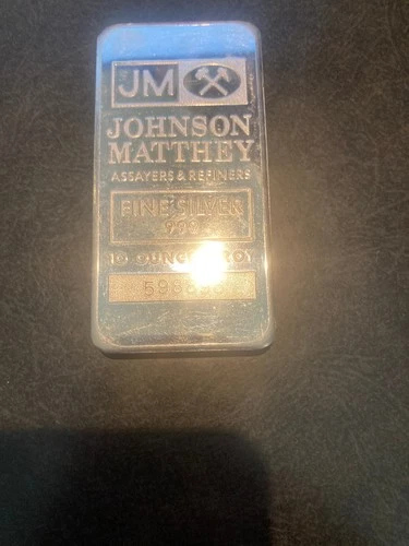 Johnson Matthey 10 oz  Fine Silver .999 - RARE Vintage JM Logo on Back