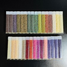 Glass Seed Bead Lot 30 Tubes - Iridescent Jewel Tones - Different Sizes NOS