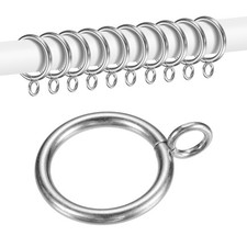 10-Pack Curtain Ring with Eyelet 1 Inch ID Fits Up to 3/4 Inch Rod Silver 