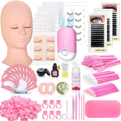 Eye Lash Extension Kit for Practice, 345 PCS Lash Kits with Replaced Eyelids Man