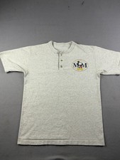 Vintage Disney Mickey Mouse Shirt Size Medium Gray Henley Short Sleeve 90s