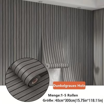 3-15M Selbstklebende Wandpaneele aus Holzlamellen 3D Effekt einfache DIY-Tapete