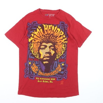 Liquid Blue Herren T-Shirt rot Jimi Hendrix Grafik Rock Baumwolle M