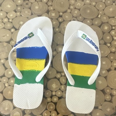 Havaianas Brasil Men's Flip Flop Sandals Striped White Blue EU 43/44