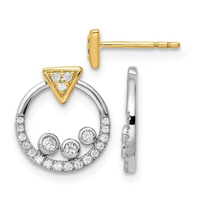 0,25 kt im Labor gezüchteter Diamant Jacke und Dreieck Ohrringe 14 K bicolor Gold für Mama
