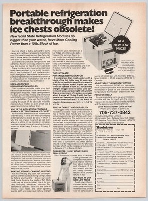 Koolatron Portable Refrigerator Solid State 1979 Vintage Print Ad