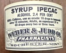 Vintage Antique Unused Apothecary Pharmacy Labels Unused Roll, “Syrup Ipecac”