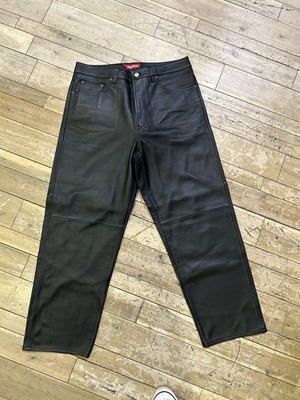 Size 34 - Supreme leather chino work pants Black | eBay