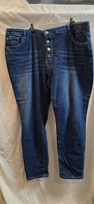 Plus Size 5XL Dark Blue Denim Jeans with Button Fly
