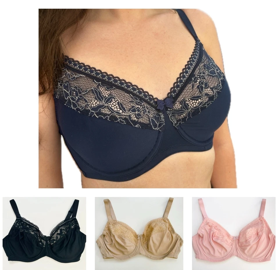 Ex Marks Minimiser Bra Black Pink Nude Navy Underwired Non Padded Full Cup Lace - Image 1 of 4
