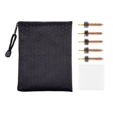 .22 Cal Rifle Phosphor Bristle Bronze Gun Cleaning Chamber Brush Kit W/50patches