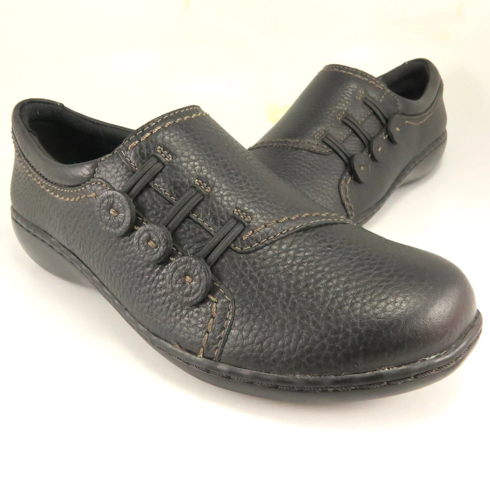 Mocassini Clarks Ashland Effie donna taglia 7 5M mocassini neri in pelle testurizzata