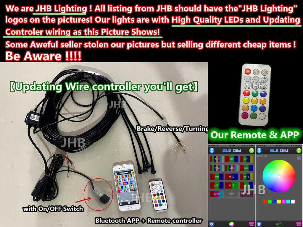 Set (4) 17.5" TRIPLE ROW Remote APP Dream CHASING Flowing LED Truck Wheel Lights