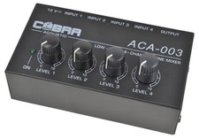 4 Channel Mono Line Level Audio Mixer With Separate Volume Controls