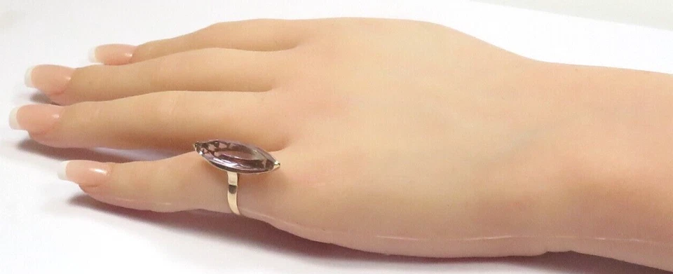 Antique 1920's Marquise Amethyst 13K Rose Gold Ring Size 5.5 UK-K1/2 5.67 Carat - Image 4 of 4