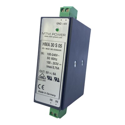 Mtm Power Hma30s05 Power Supply, 100-240V, 5V 6A, Imax 0,75A, 50-60Hz, 100-353V