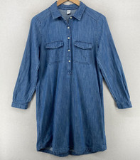 OLD NAVY Dress S Denim Chambray Shirtdress Popover Long Sleeve Cotton Blue
