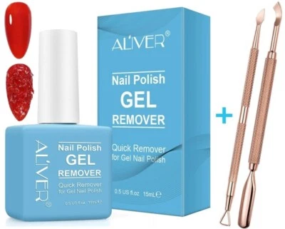 ALIVER NAIL POLISH GEL REMOVER KIT Comes W/ Nail Polish Peeler Scraper & Cuticle Pusher