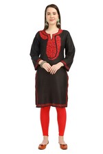Kashmiri Embroidered Cotton Kurti with Intricate Threadwork
