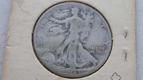 1943-D Walking Liberty Half Dollar 90% Silver Very Good VG See Pictures
