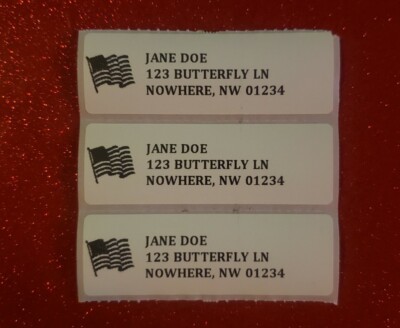 25 Personalized USA Flag Return Address Labels FREE Shipping Made In America 
