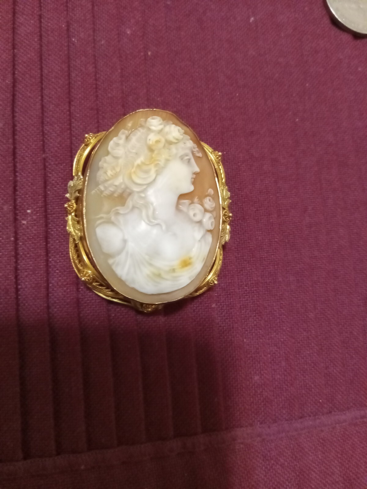 RARE LARGE ESTATE 10K GOLD VINTAGE VICTORIAN CAMEO BROOCH 15 GRAMS