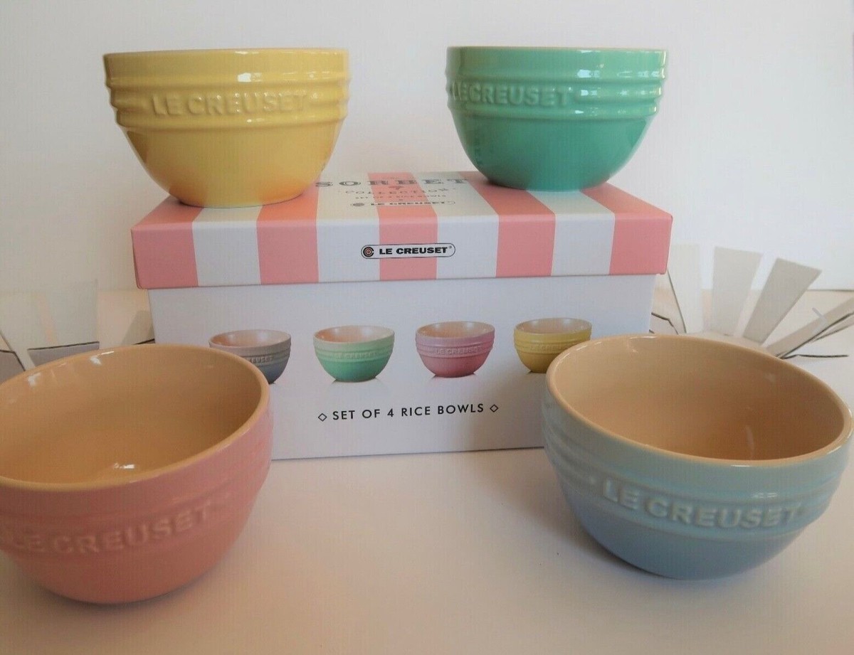 Le Creuset Sorbet Collection 4 bowls Cool Mint Mimosa Pink Yellow